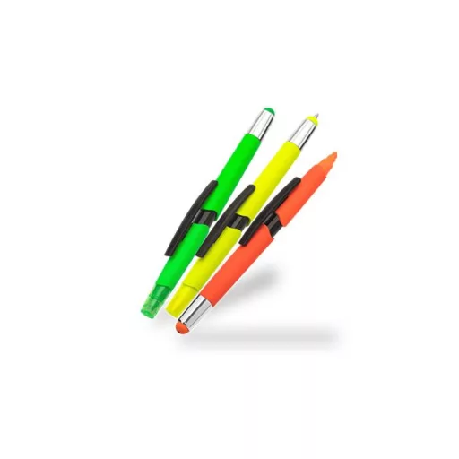 Multifunkciós golyóstoll, szövegkiemelő, érintő toll készlet, WEDO "3-in-1", neon színek