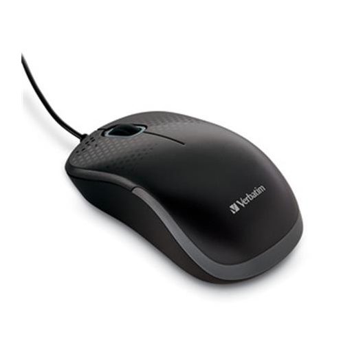 Egér, vezetékes, optikai, normál méret, USB, VERBATIM "Silent", fekete