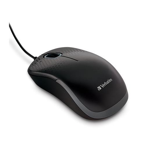 Egér, vezetékes, optikai, normál méret, USB, VERBATIM "Silent", fekete