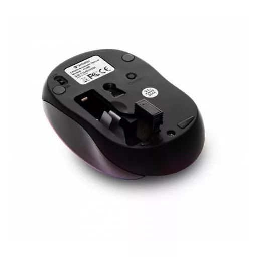 Egér, vezeték nélküli, optikai, közepes méret, USB, VERBATIM "Go", ciklámen