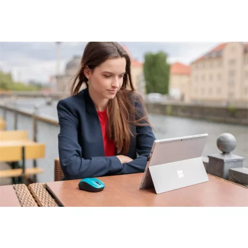 Egér, vezeték nélküli, optikai, közepes méret, USB, VERBATIM "Go", karibikék