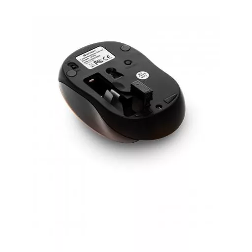 Egér, vezeték nélküli, optikai, közepes méret, USB, VERBATIM "Go", lávaszínű