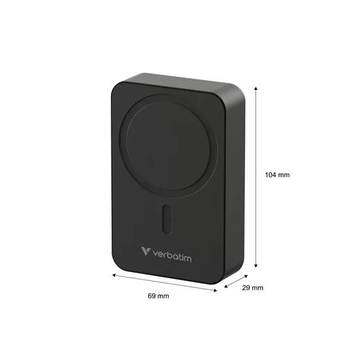 Power bank, külső akkumulátor, mágneses, 20.000mAh, kitámasztó, VERBATIM "Charge n Go Essentials", fekete