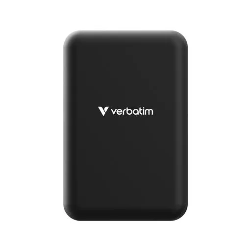 Power bank, külső akkumulátor, mágneses, 20.000mAh, kitámasztó, VERBATIM "Charge n Go Essentials", fekete