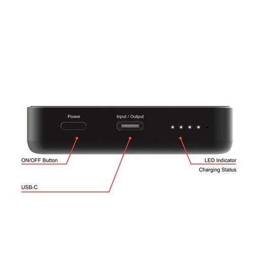 Power bank, külső akkumulátor, vezeték nélküli, 10.000mAh, VERBATIM "Charge n Go Essentials", fekete