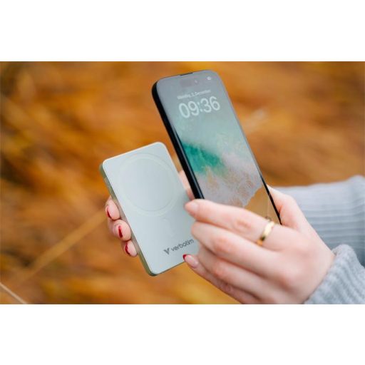 Power bank, külső akkumulátor, vezeték nélküli, 10.000mAh, VERBATIM "Charge n Go Essentials", zöld