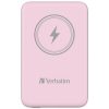 Hordozható akkumulátor, vezeték nélküli töltés, 10000 mAh, VERBATIM "MCP-10, rózsaszín
