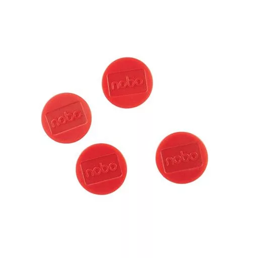 Korong mágnes, fehértáblához, 38 mm, 4 db, NOBO, piros