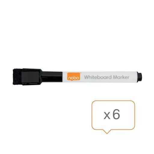Táblamarker, kúpos hegyű, 2 mm, mágneses kupakkal, NOBO, fekete