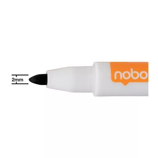 Táblamarker, kúpos hegyű, 2 mm, mágneses kupakkal, NOBO, fekete