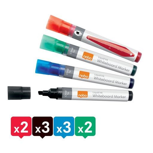 Táblamarker, vágott hegyű, 4 mm, NOBO, 4 különböző szín