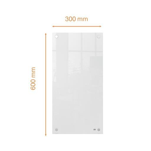 Üzenőtábla, üveg, fali, keskeny, 30x60 cm, NOBO "Home", fehér