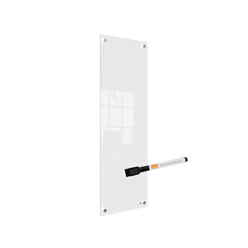 Üzenőtábla, üveg, fali, keskeny, 30x90 cm, NOBO "Home", fehér