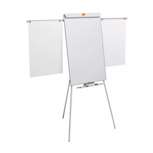 Flipchart tábla, mágneses felület, 2 db segédkarral, NOBO "Essentials", fehér