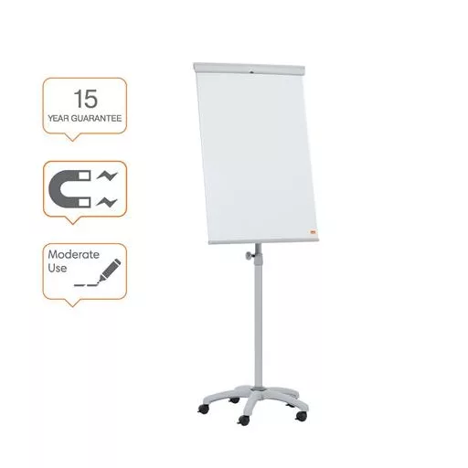Flipchart tábla, mobil, mágneses felület, NOBO "Essentials", fehér