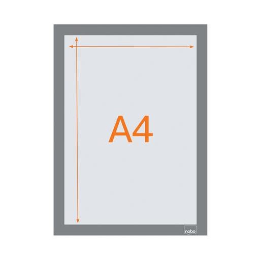 Posztertábla, fali, A4 méret, műanyag keret, 2 db, NOBO, ezüst