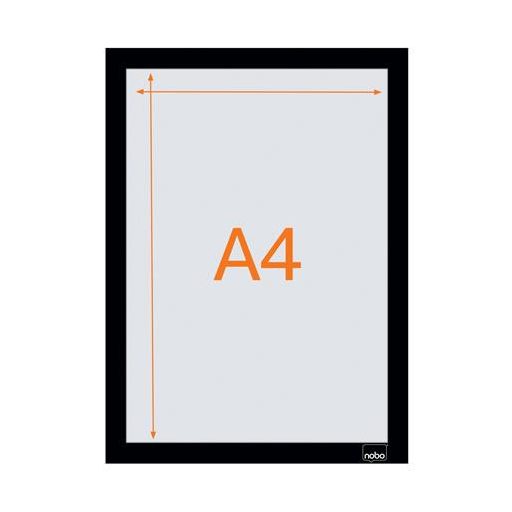 Posztertábla, fali, A4 méret, műanyag keret, 2 db, NOBO, fekete