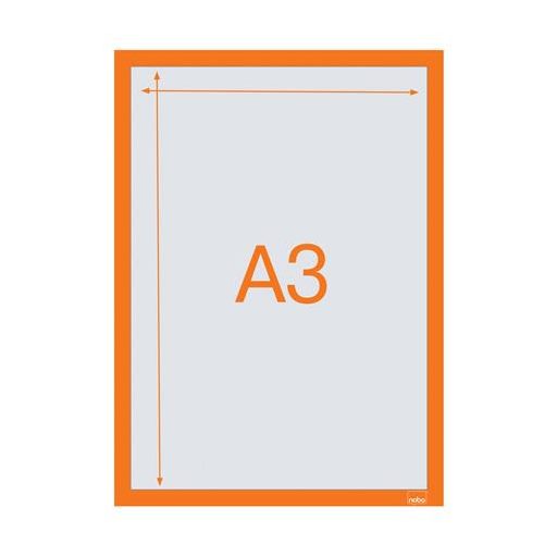 Posztertábla, fali, A3 méret, műanyag keret, 2 db, NOBO, narancs