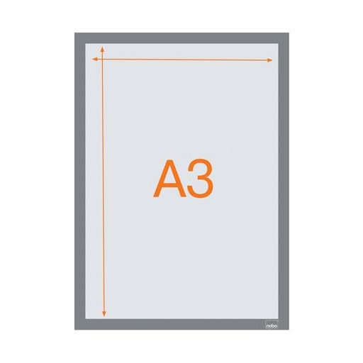 Posztertábla, fali, A3 méret, műanyag keret, 2 db, NOBO, ezüst