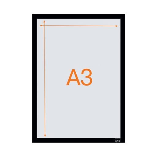 Posztertábla, fali, A3 méret, műanyag keret, 2 db, NOBO, fekete