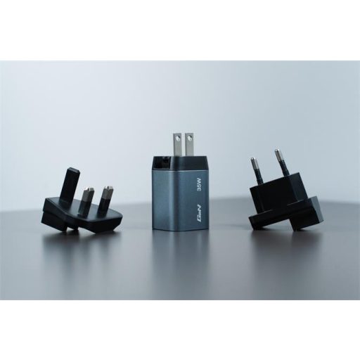 Hálózati töltő, 1xUSB-C PD (35W), USB-A QC 3.0, EU/UK/US, GaN, VERBATIM