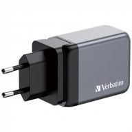   Hálózati töltő, 2xUSB-C PD (65W), USB-A QC 3.0, EU/UK/US, GaN, VERBATIM