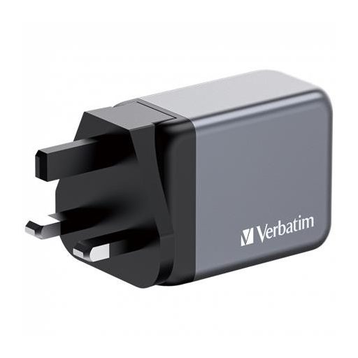 Hálózati töltő, 2xUSB-C PD (65W), USB-A QC 3.0, EU/UK/US, GaN, VERBATIM