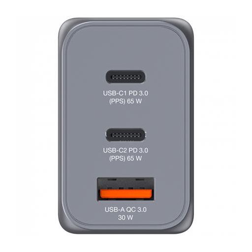 Hálózati töltő, 2xUSB-C PD (65W), USB-A QC 3.0, EU/UK/US, GaN, VERBATIM