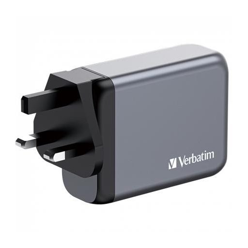 Hálózati töltő, 2xUSB-C PD (100W), USB-C PD (65W), USB-A QC 3.0, EU/UK/US, GaN, VERBATIM