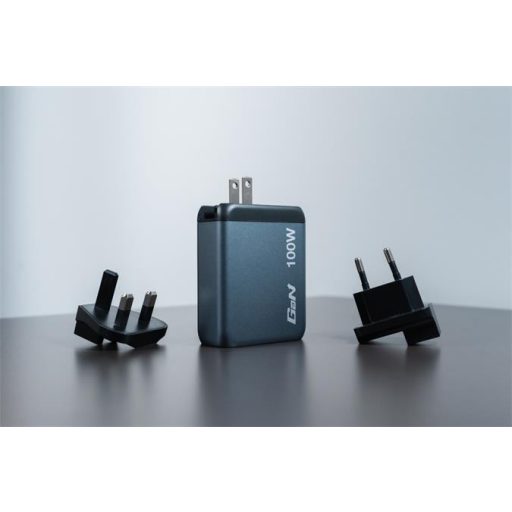 Hálózati töltő, 2xUSB-C PD (100W), USB-C PD (65W), USB-A QC 3.0, EU/UK/US, GaN, VERBATIM