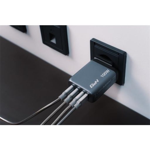 Hálózati töltő, 2xUSB-C PD (100W), USB-C PD (65W), USB-A QC 3.0, EU/UK/US, GaN, VERBATIM