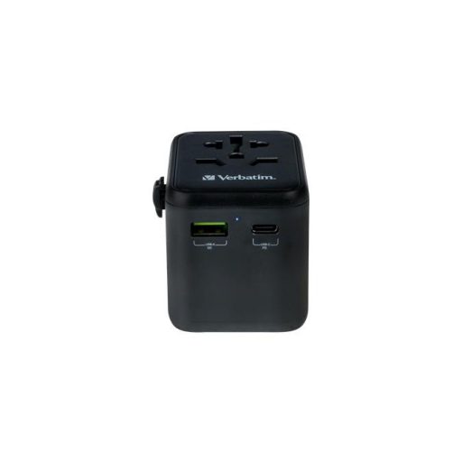 Utazóadapter, univerzális, USB-A(QC 3.0)/USB-C(PD20W)2xUSB, VERBATIM "UTA-02"