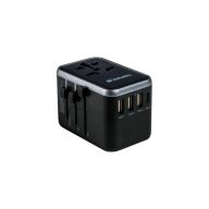   Utazóadapter, univerzális, USB-A(QC 3.0)/USB-C(PD61W)2xUSB, VERBATIM "UTA-04"