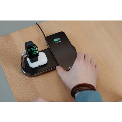 Töltőállvány, 3-az-1-ben, MFi (Apple) vagy Qi töltés, VERBATIM "WCS-03"