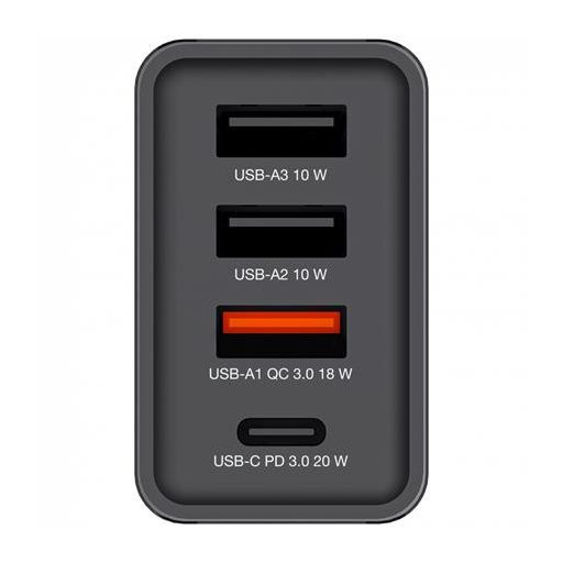 Hálózati töltő, 1xUSB-C PD (20W), USB-A QC 3.0, 2xUSB-A (10W), VERBATIM, fekete