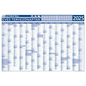   Éves tervező és projekt naptár, kétoldalas, fémléces, kék színű filctollal, 70x100 cm, 2026 évi, STIEFEL