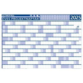   Éves tervező és projekt naptár, kétoldalas, fémléces, kék színű filctollal, 70x100 cm, 2026 évi, STIEFEL