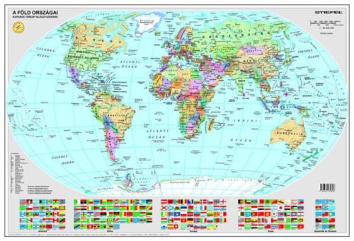 Kaparós Világtérkép, 84x57 cm, STIEFEL, A Föld országai, arany bevonat