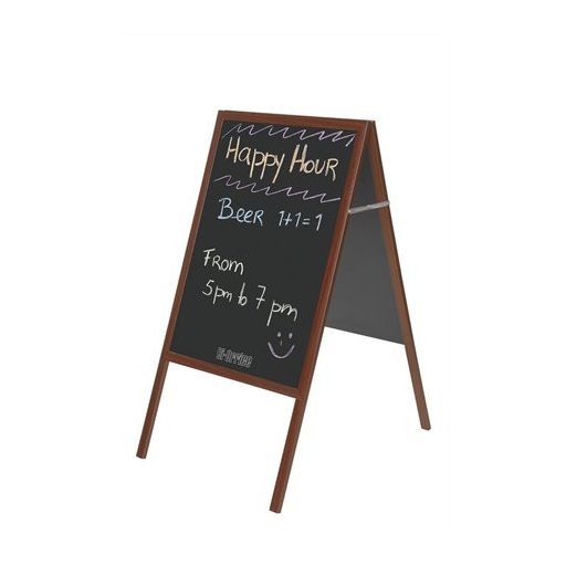 Megállító tábla, krétás, 60x120 cm, cseresznyefa színű keret