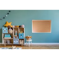   Parafatábla, kétoldalas (parafa/parafa), 60x90 cm, fa keret, VICTORIA VISUAL